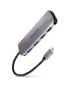 AXAGON HMC-HCR3A, USB 3.2 Gen 1 hub, porty 3x USB-A, HDMI 4k/30Hz, SD/microSD, kabel USB-C 20cm