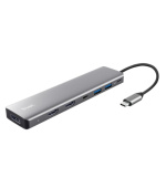 TRUST Dokovací stanice DALYX, 7-in-1, Vstup USB-C, 2xHDMI, 1xDP, 2xUSB, 2xUSB-C, šedá