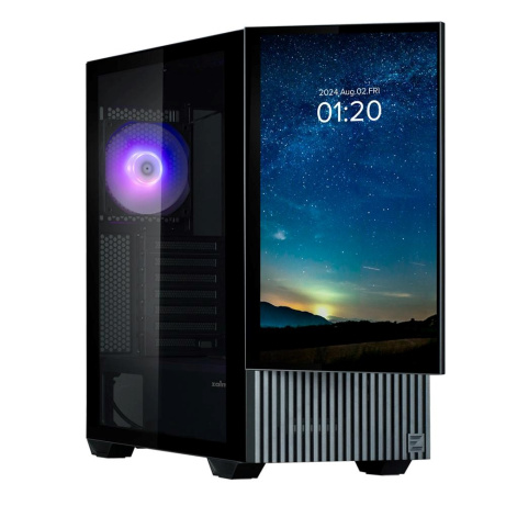 ZALMAN case Z10 DS, Mid Tower, ATX, Integrovaný Monitor, 2xUSB 3.0, 1xUSB-C, 1x ARGB + 2x 120mm Fan, černá