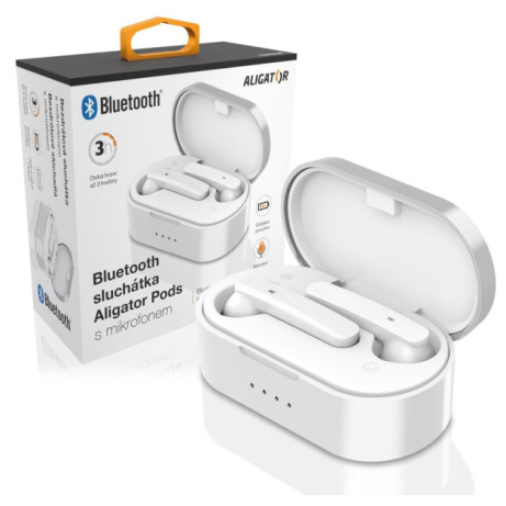 Bluetooth sluchátka ALIGATOR PODS, bílá