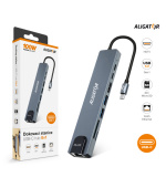 Aligator Dokovací stanice USB-C / Hub 8v1 (USB-C / 2xUSB / SD / MicroSD/ HDTV / RJ45)