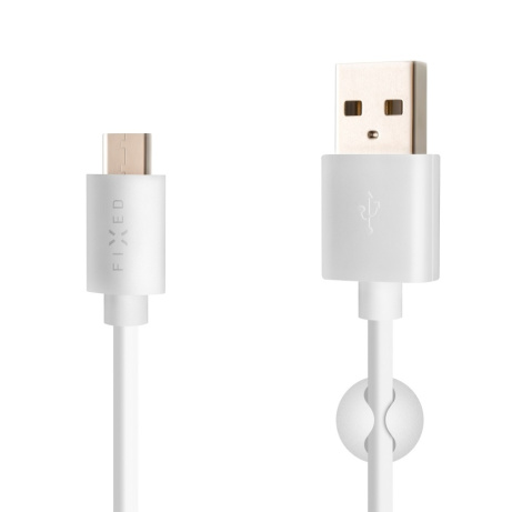 Datový a nabíjecí kabel FIXED s konektory USB/USB-C, USB 2.0, 1 metr, bílý