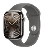 Apple Watch Series 10 GPS + Cellular 42mm Natural Titanium Case with Stone Grey Sport Band - M/L