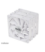 AKASA ventilátor Viper, White Fan 12cm, 120x120x25mm, HDB, 4 pin PWM, 3ks v balení, bílá