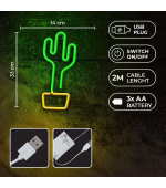 Dekorativní LED neon Kaktus zelený