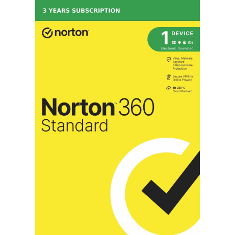 NORTON 360 STANDARD 10GB + VPN 1 uživatel pro 1 zařízení na 3 roky ESD