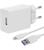 OBAL:ME Cestovní Nabíječka USB-A 10W + USB-A/Lightning Kabel 1m White