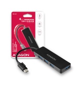 AXAGON HUE-G1C, 4x USB 3.2 Gen 1 SLIM hub, kabel Type-C 14cm napevno