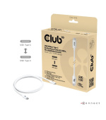 Club3D Kabel USB4 Typ-C, 80Gbps, Certifikovaný kabel, 4K540Hz, 8K240Hz, 16K60Hz, PD 240W, 1.2m, bílá