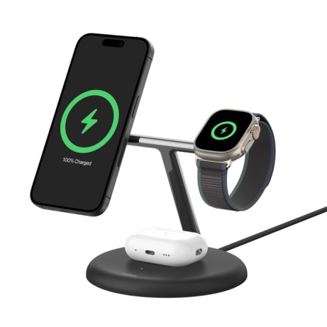 Belkin BOOST CHARGE PRO Qi2, 15W 3v1 magnetický stojan, černý