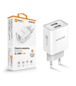 Chytrá síťová nabíječka ALIGATOR 2,4A, 2xUSB, smart IC, bílá