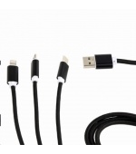 GEMBIRD Kabel USB A Male/Micro B + Type-C + Lightning, 1m, opletený, černý, blister