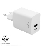 Síťová nabíječka FIXED Mini s USB-C a USB výstupem, podpora PD, 45W, bílá