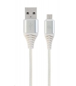 GEMBIRD Kabel USB 2.0 AM na MicroUSB (AM/BM), 1m, opletený, bílo-stříbrný, blister, PREMIUM QUALITY