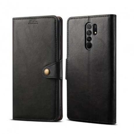 Lenuo Leather flipové pouzdro pro Xiaomi Redmi 9A, černá