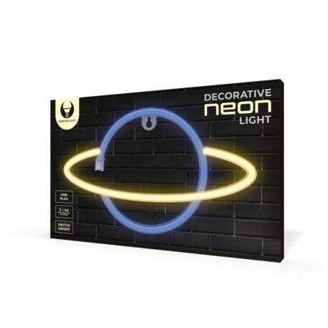 Dekorativní LED neon Saturn modro žlutý