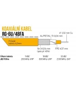 Koaxiální kabel RG-6U/48FA 6,5 mm, duální stínění, impedance 75 Ohm, PVC, bílý, cívka 100m