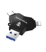 Viking USB Flash disk 3.0 4v1 s koncovkou Lightning/Micro USB/USB/USB-C, 64 GB, černá