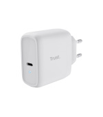 TRUST nabíječka 65W Maxo, USB-C, Nabíječka do zdi, 2m USB-C kabel, bílá