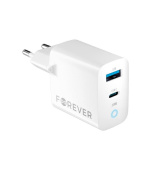 Nabíječka do sítě Forever TC-06-20AC PD QC 1x USB-C 1x USB 20W bílá