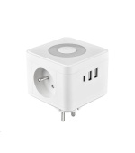 Viking síťový adaptér Y23L, 2x 230 V, 1x USB-A, 2x USB-C, dotykové světlo, bílá