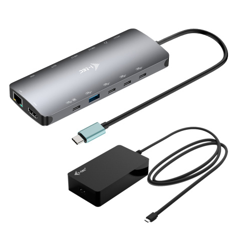 i-tec USB-C Metal Nano 3x Display Dock, 2x HDMI 1x USB-C video, PD 140W + Universal Charger 140W