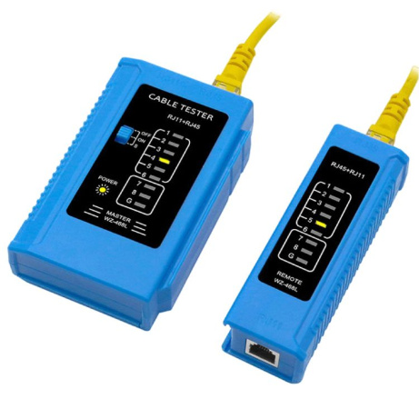 W-Star Tester kabelů UTP WS468BU RJ45 RJ11 STP Cat5e Cat7 modrá