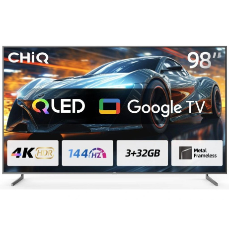 CHiQ U98F8TG TV 98", QLED, Smart Google, 144 Hz, Ultra HD, Dolby Audio, HDR 10