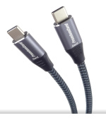 PremiumCord USB-C kabel ( USB 3.2 GEN 2x2, 5A, 100W, 20Gbit/s ) bavlněný oplet, 3m