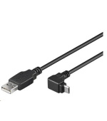 PremiumCord Kabel micro USB 2.0, A-B, konektor do úhlu 90° 1m (černý)