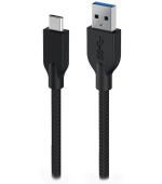 GENIUS nabíjecí kabel ACC-A2CC-3A, 150cm, USB-A na USB-C, 3A, QC3.0, opletený, černý