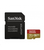 SanDisk MicroSDHC karta 32GB Extreme (100MB/s, Class 10 UHS-I V30, pro akční kamery) + adaptér