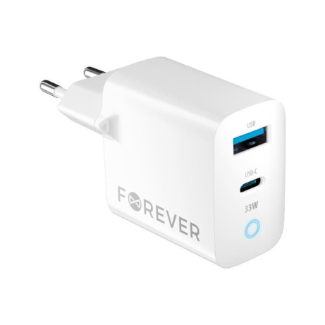 Rychlonabíječka do sítě Forever GaN TC-06-33AC PD QC 1x USB-C 1x USB 33W bílá