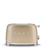 Smeg TSF01CHMEU toustovač / topinkovač, 2 toasty, 6 úrovní opékání, zásuvka na drobky, styl. 50. let, matně zlatá