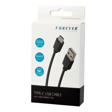 Datový kabel Forever USB/USB-C 1m 1A černý