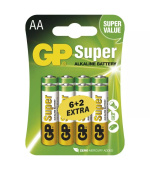 GP alkalická baterie SUPER AA (LR6) 6+2BL