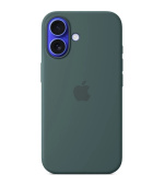 iPhone 16 Plus Silicone Case with MS - Lake Green