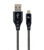 GEMBIRD Kabel USB 2.0 AM na MicroUSB (AM/BM), 2m, opletený, černo-bílý, blister, PREMIUM QUALITY