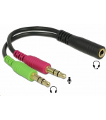 PREMIUMCORD Adaptér 4pólový jack3,5mm pro sluchátka a mikrofon, 30cm